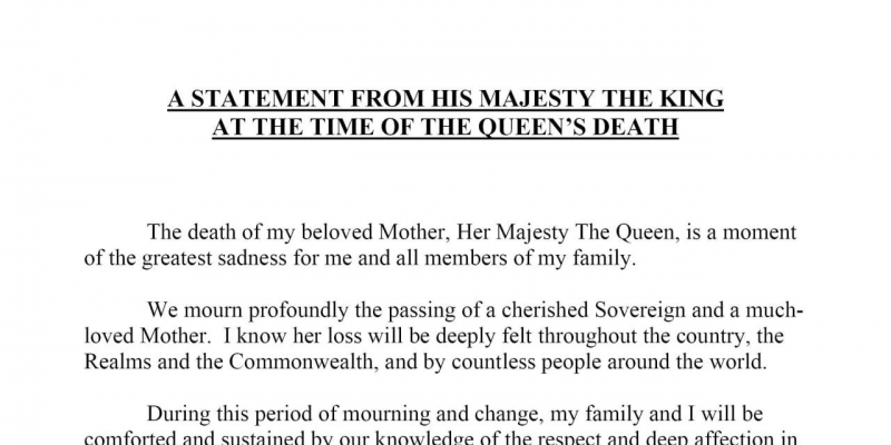  el Rey Carlos III hizo su primera declaración tras la muerte de Isabel II